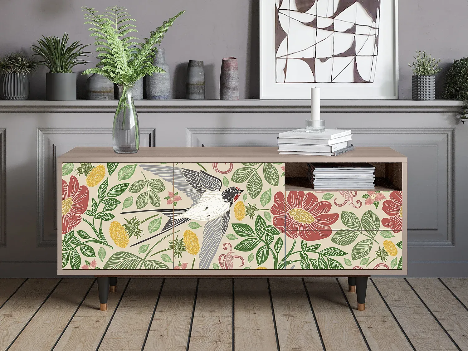Moderner TV-Ständer mit Stauraum - 125x56x41 cm-FURNIAVENA