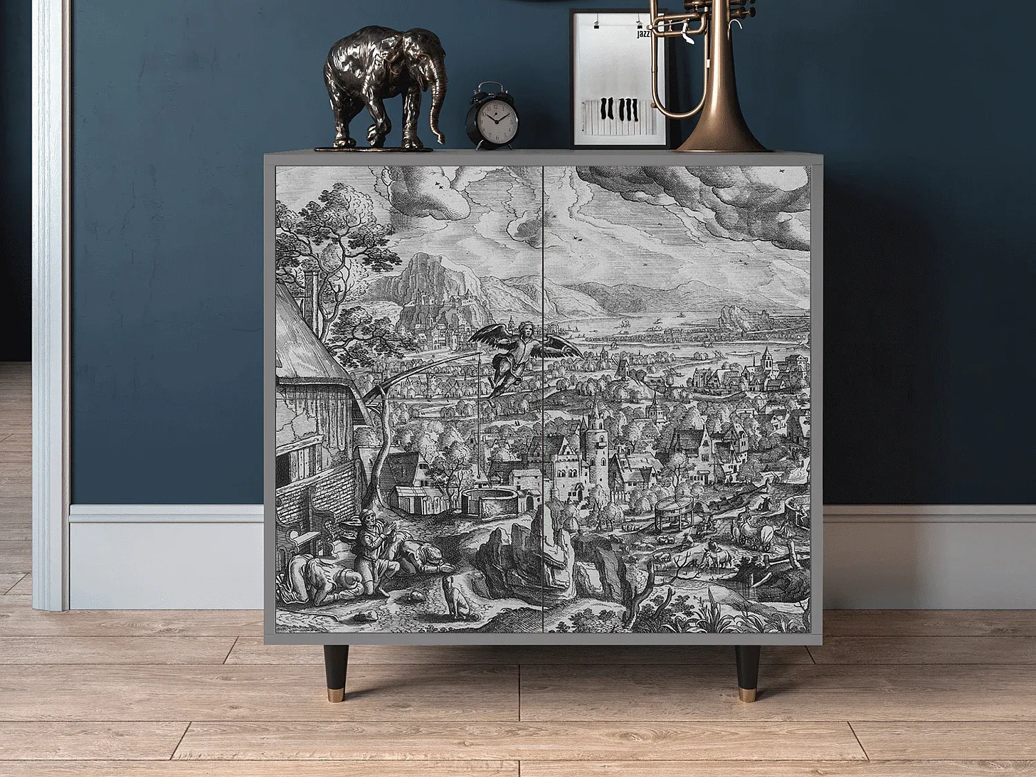 Moderner Sideboard 94x96x48 cm in Grau-FURNIAVENA