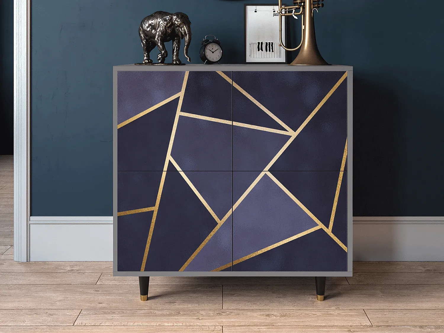 Modernes Sideboard in Grau - 94x96x48 cm-FURNIAVENA