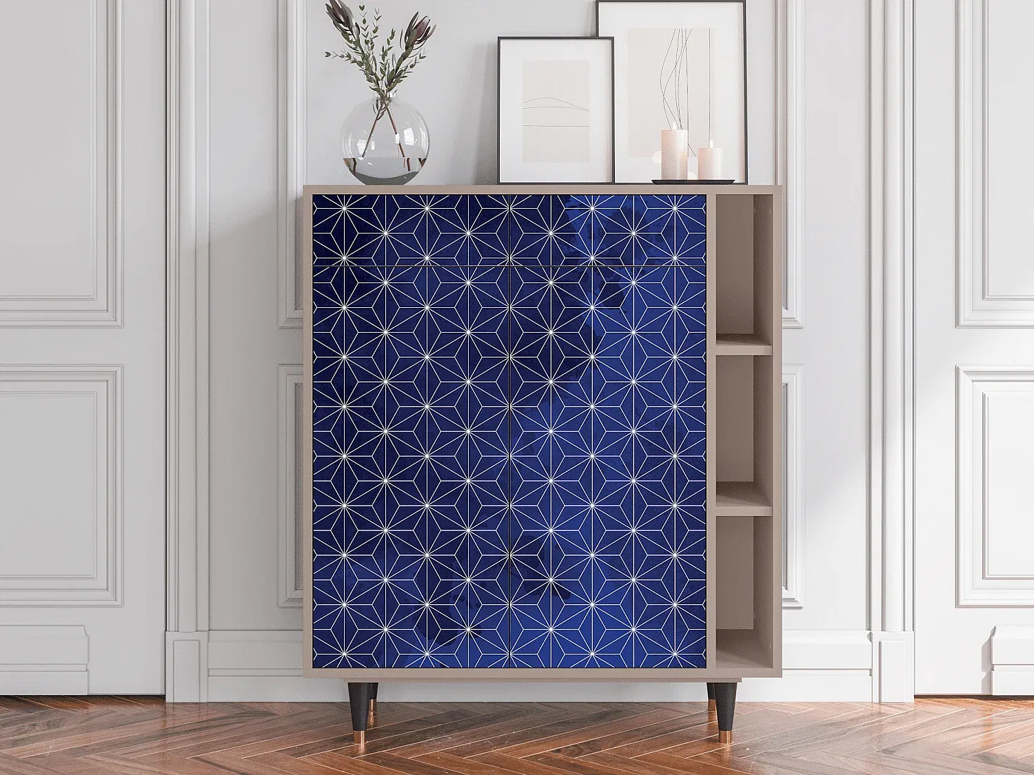 Moderne Sideboard mit Stauraum, Weiß und Beige-FURNIAVENA