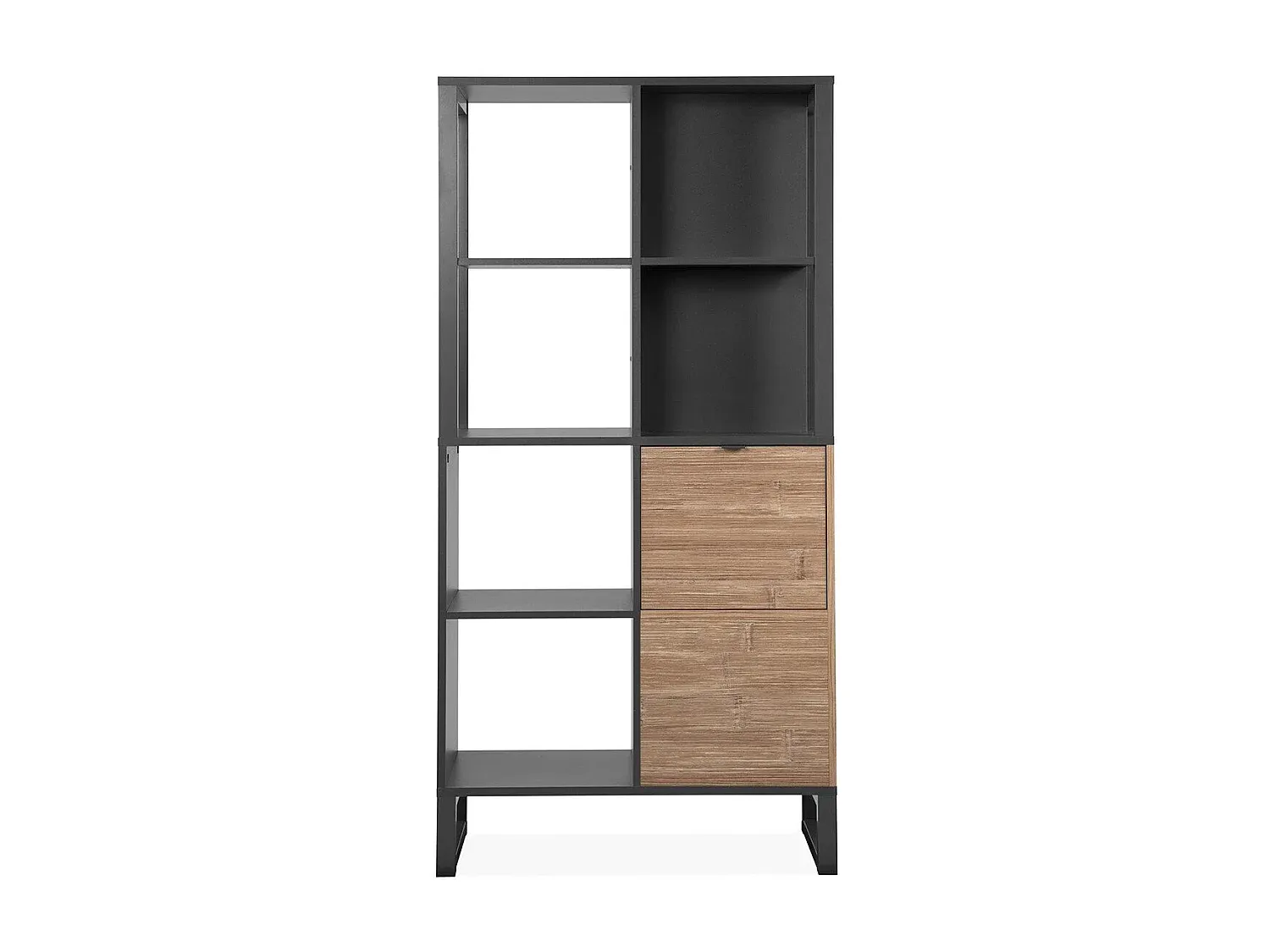 Modernes Bücherregal mit Türen und Ablagen, 165 cm hoch-FURNIAVENA