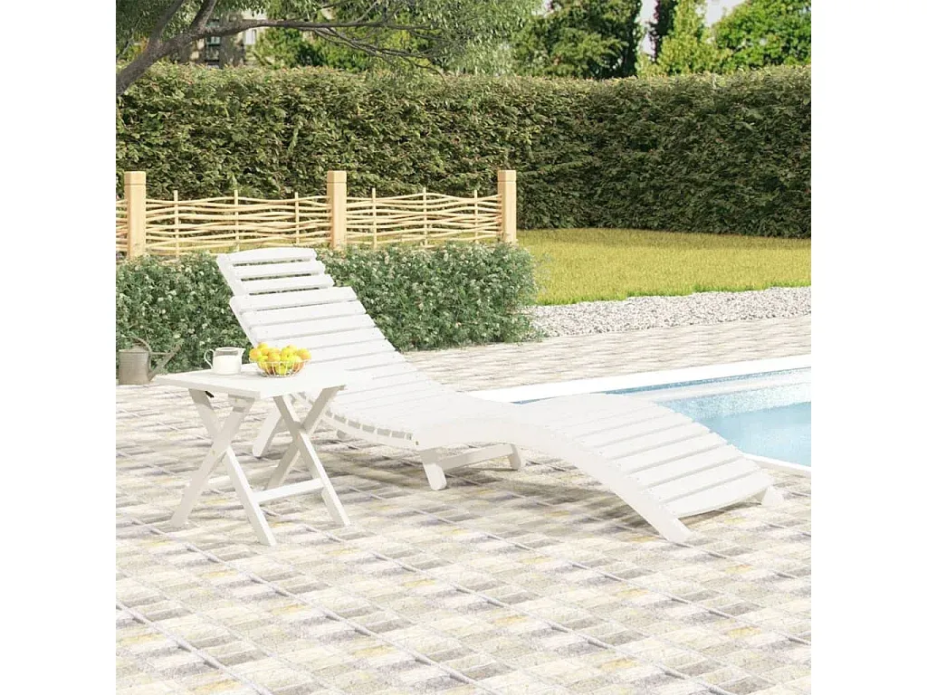 Gartenliege aus Akazienholz in Weiß-FURNIAVENA