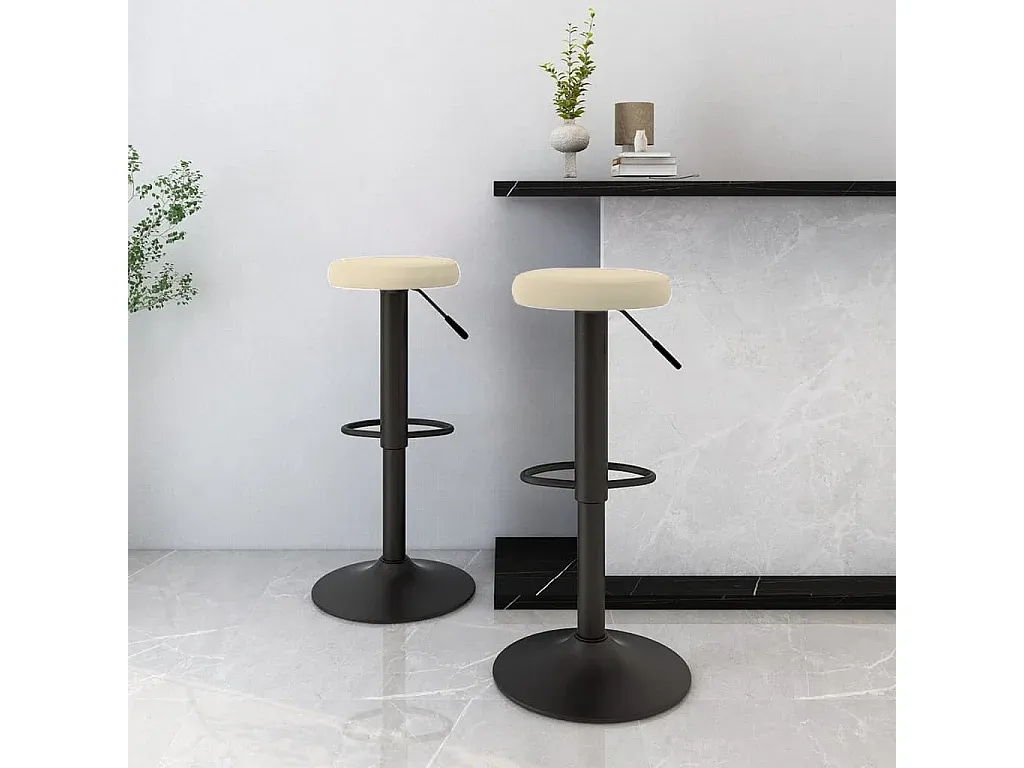 Set mit 2 Samt-Barhockern in Creme-FURNIAVENA
