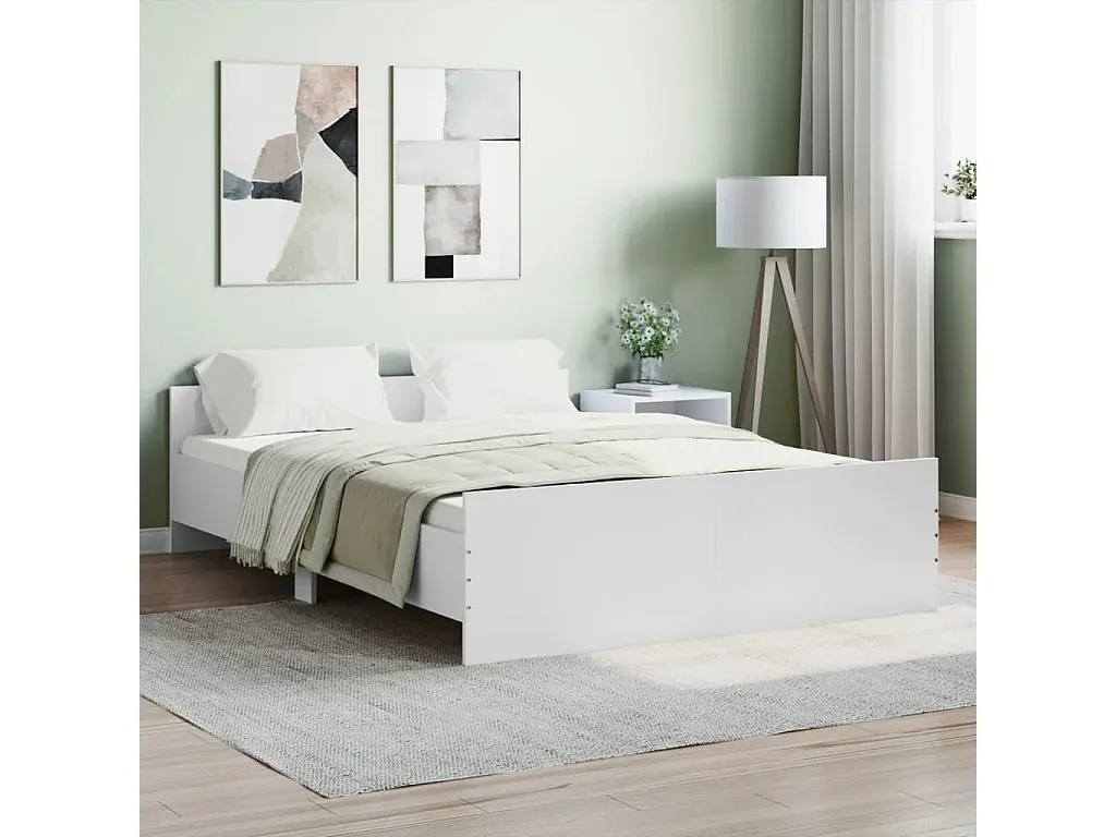Modernes Bettgestell in Weiß 140x190 cm-FURNIAVENA