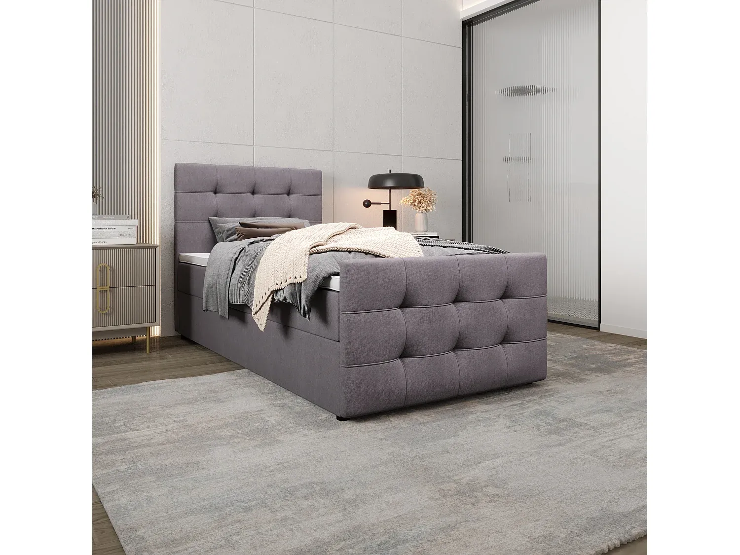 Komfortables Boxspringbett in 120x200 cm mit zeitlosem Design-FURNIAVENA