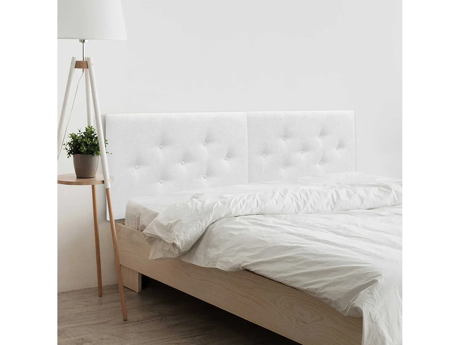 Luxuriös gepolstertes Bettkopfteil mit Knopf-Reihen, 210 cm, Weiß-FURNIAVENA