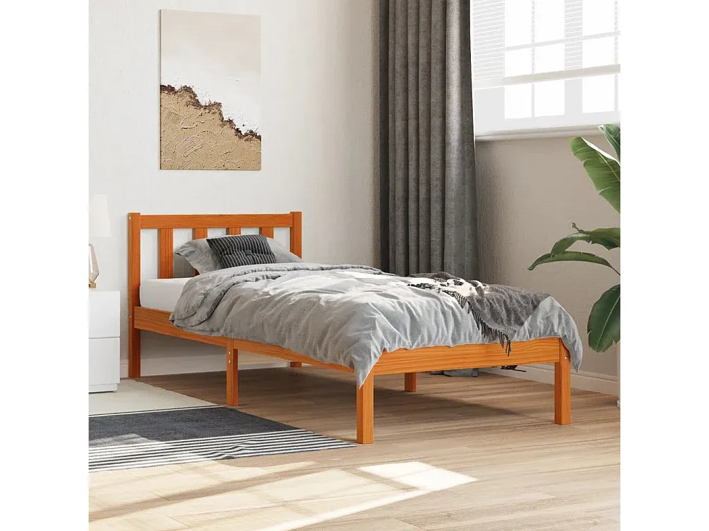 Bett aus Kiefernholz Wachsbraun 90x200 cm-FURNIAVENA