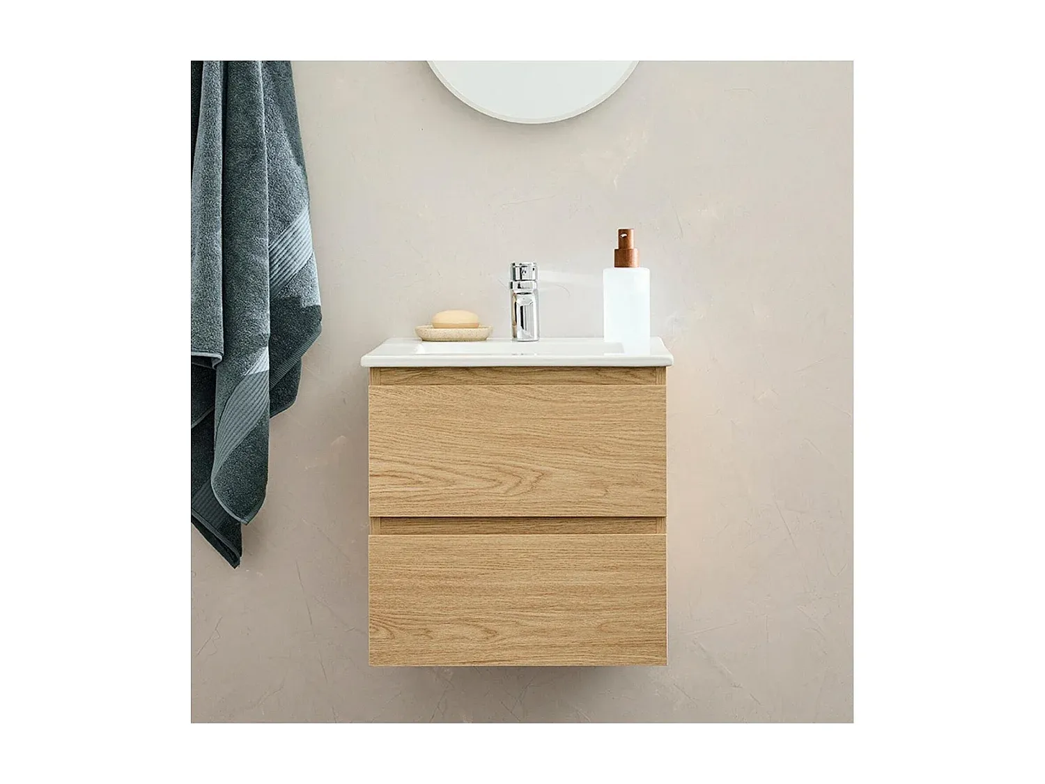 Kompakter Waschtischschrank mit Waschbecken und Armatur, 45 cm-FURNIAVENA