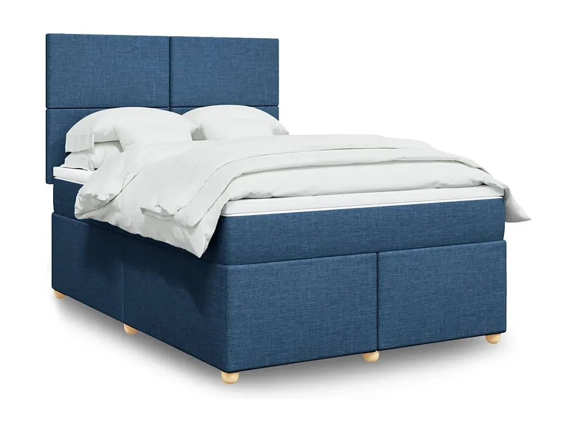 Komfortables Boxspringbett aus Stoff in Blau 160x200 cm-FURNIAVENA