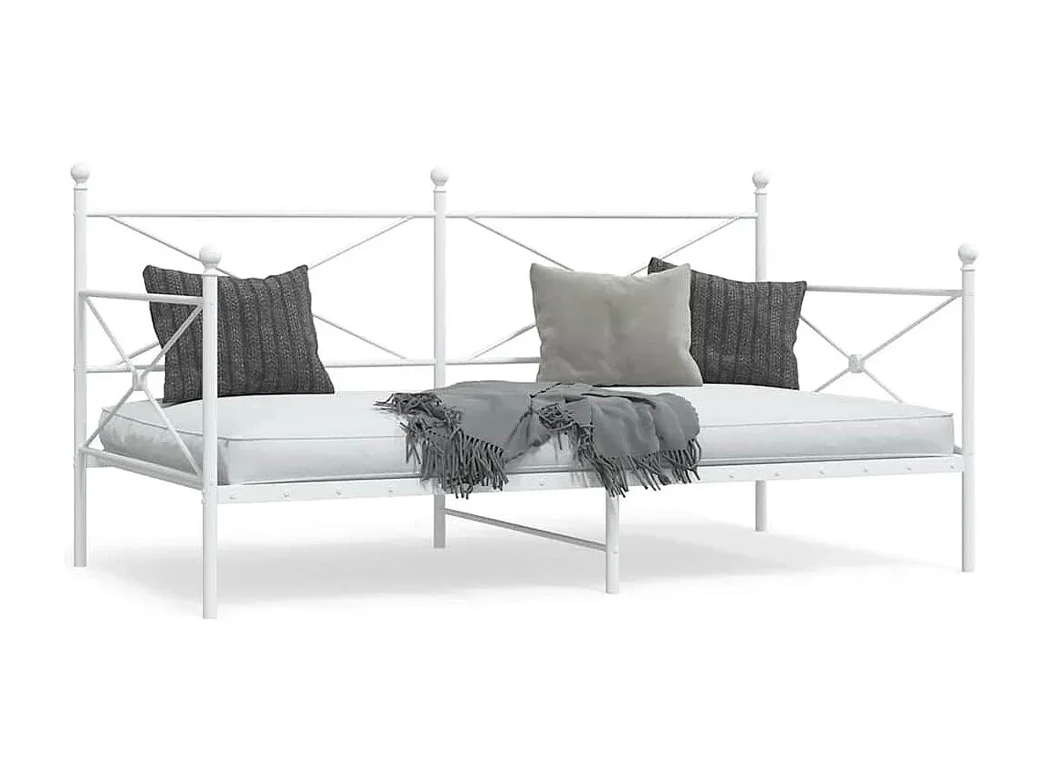 Weißes Tagesbett aus Stahl 100x190 cm-FURNIAVENA