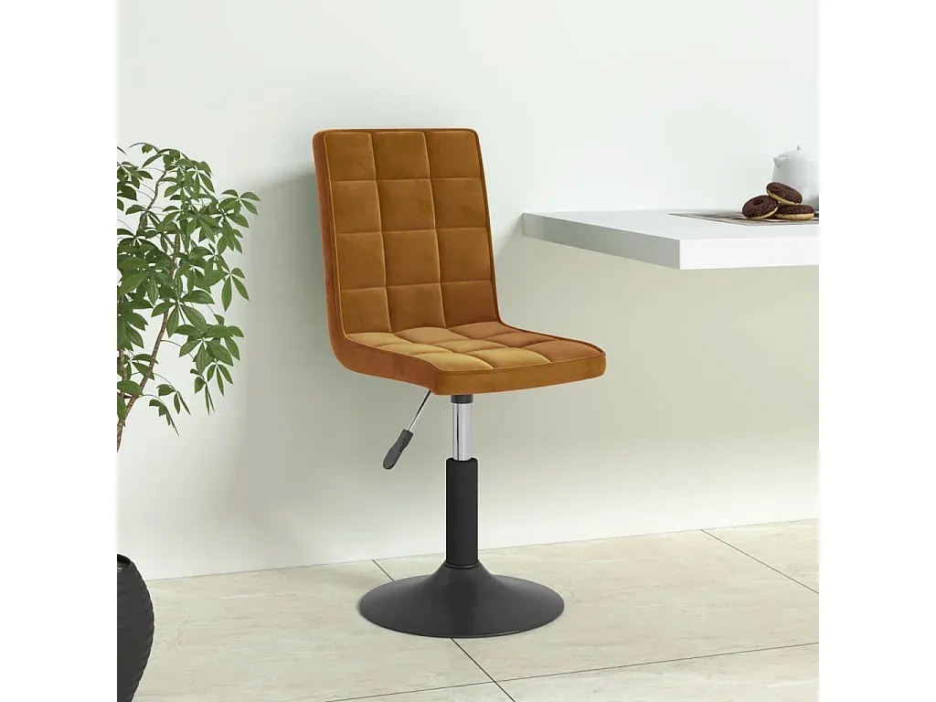 6 Drehbare Esszimmerstühle aus Braunem Samt-FURNIAVENA