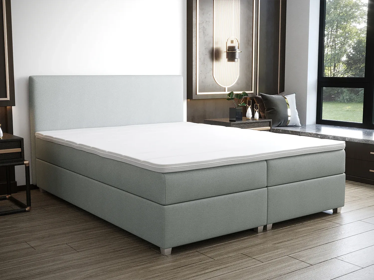 Komfortables Boxspringbett mit Matratze und Topper - 180x200 cm-FURNIAVENA
