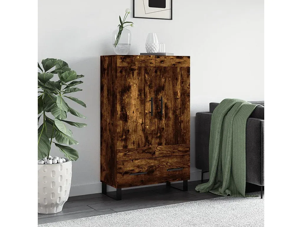 Hohes Sideboard in Räuchereiche, 70x31x115 cm-FURNIAVENA