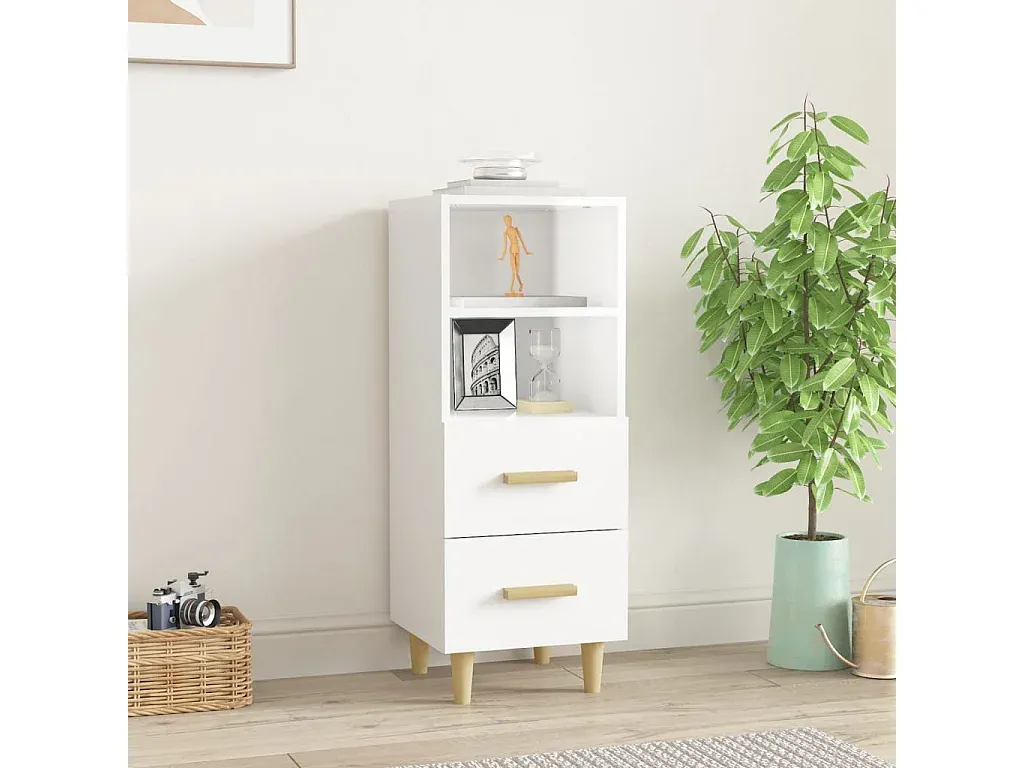 Moderne Hochglanz-Kommode in Weiß, Holzwerkstoff, 90 cm-FURNIAVENA