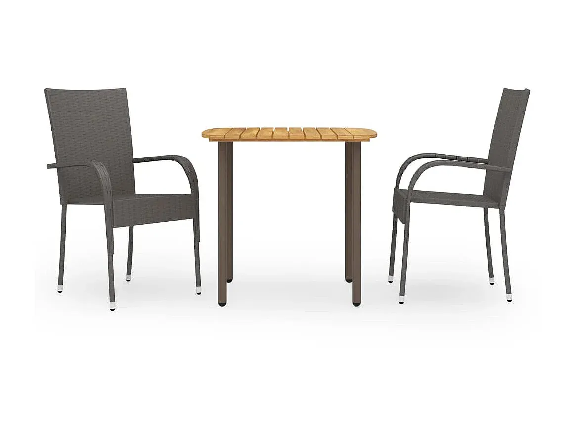 3-teiliges Gartenmöbel-Set aus Polyrattan in Braun-FURNIAVENA