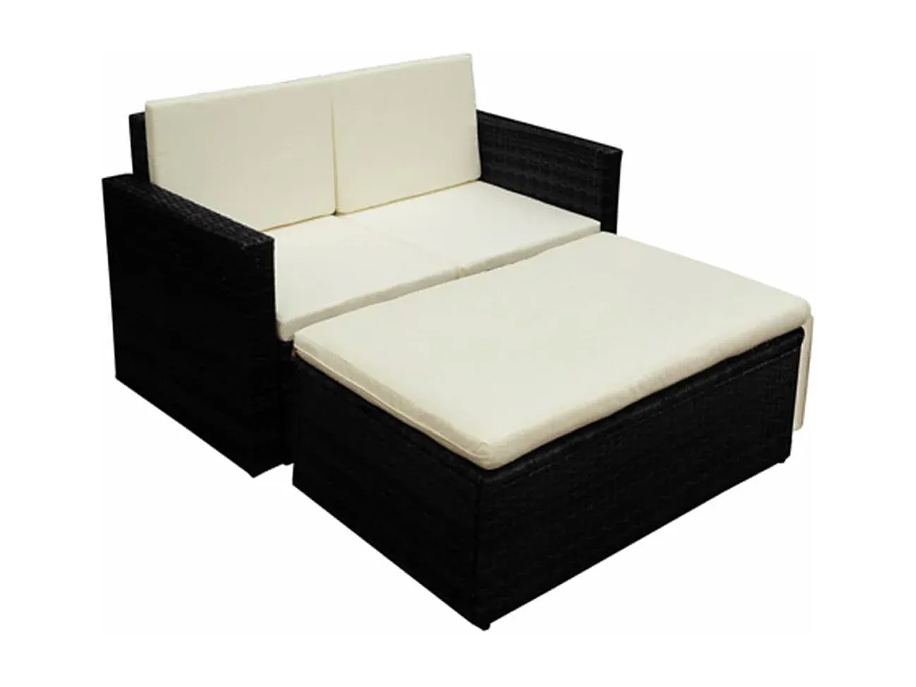Garten-Lounge-Set aus Poly Rattan mit Kissen Schwarz-FURNIAVENA