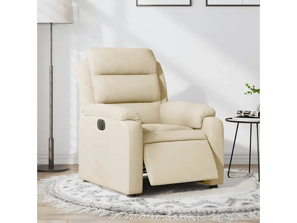 Elektrischer Relaxsessel mit Stoff in Creme-FURNIAVENA