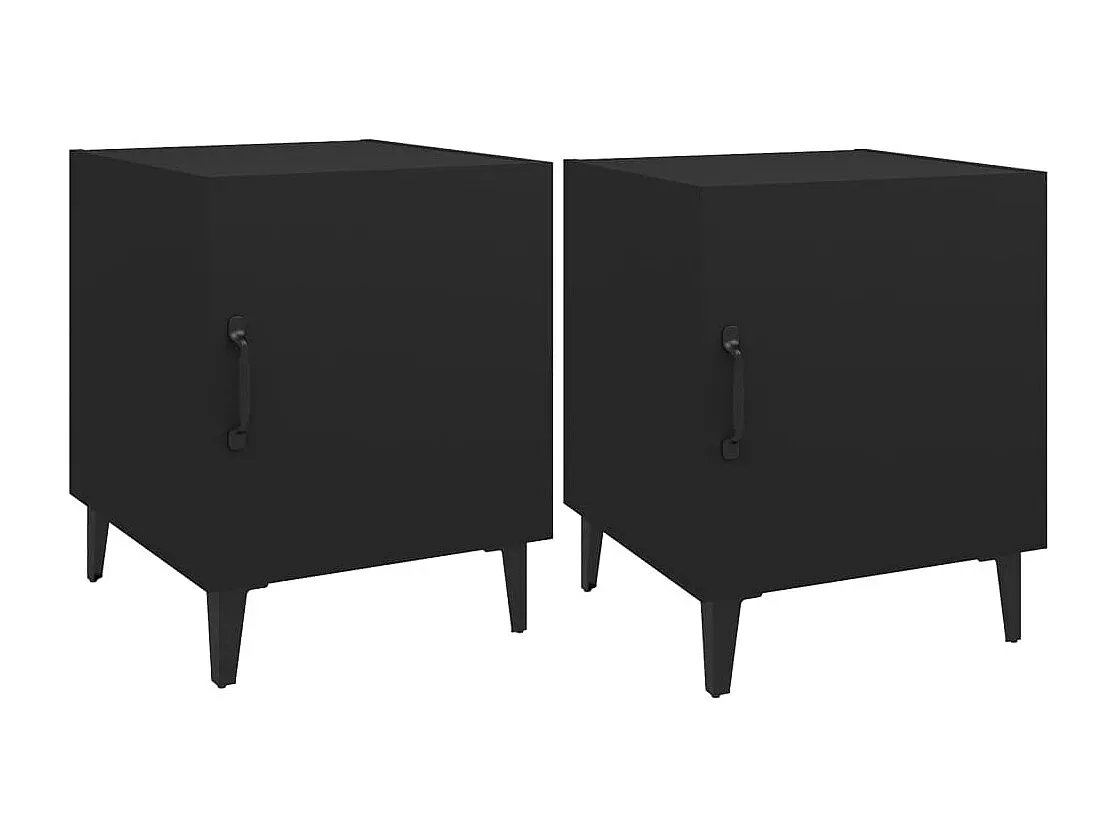 Nachttisch-Set aus Holzwerkstoff, 2-teilig, Schwarz-FURNIAVENA
