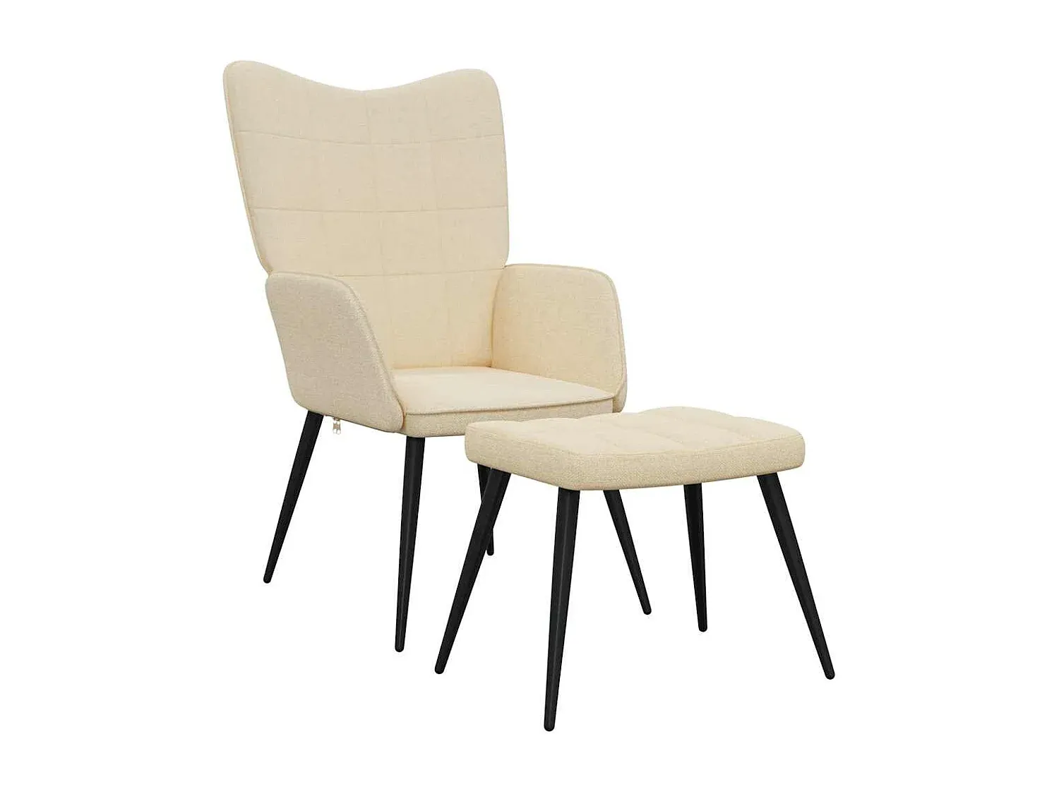 Bequemer Ruhesessel mit Hocker in Creme-FURNIAVENA