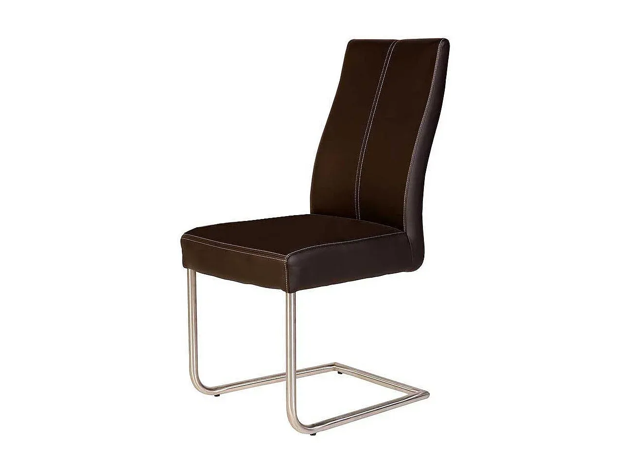 Moderne Kunstleder-Freischwinger im 2er Set mit Edelstahlgestell-FURNIAVENA