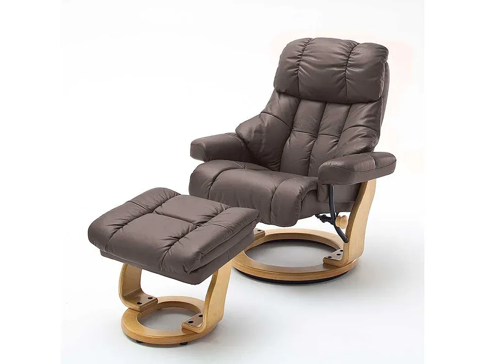 Brauner Ledersessel mit Entspannungsfunktion-FURNIAVENA
