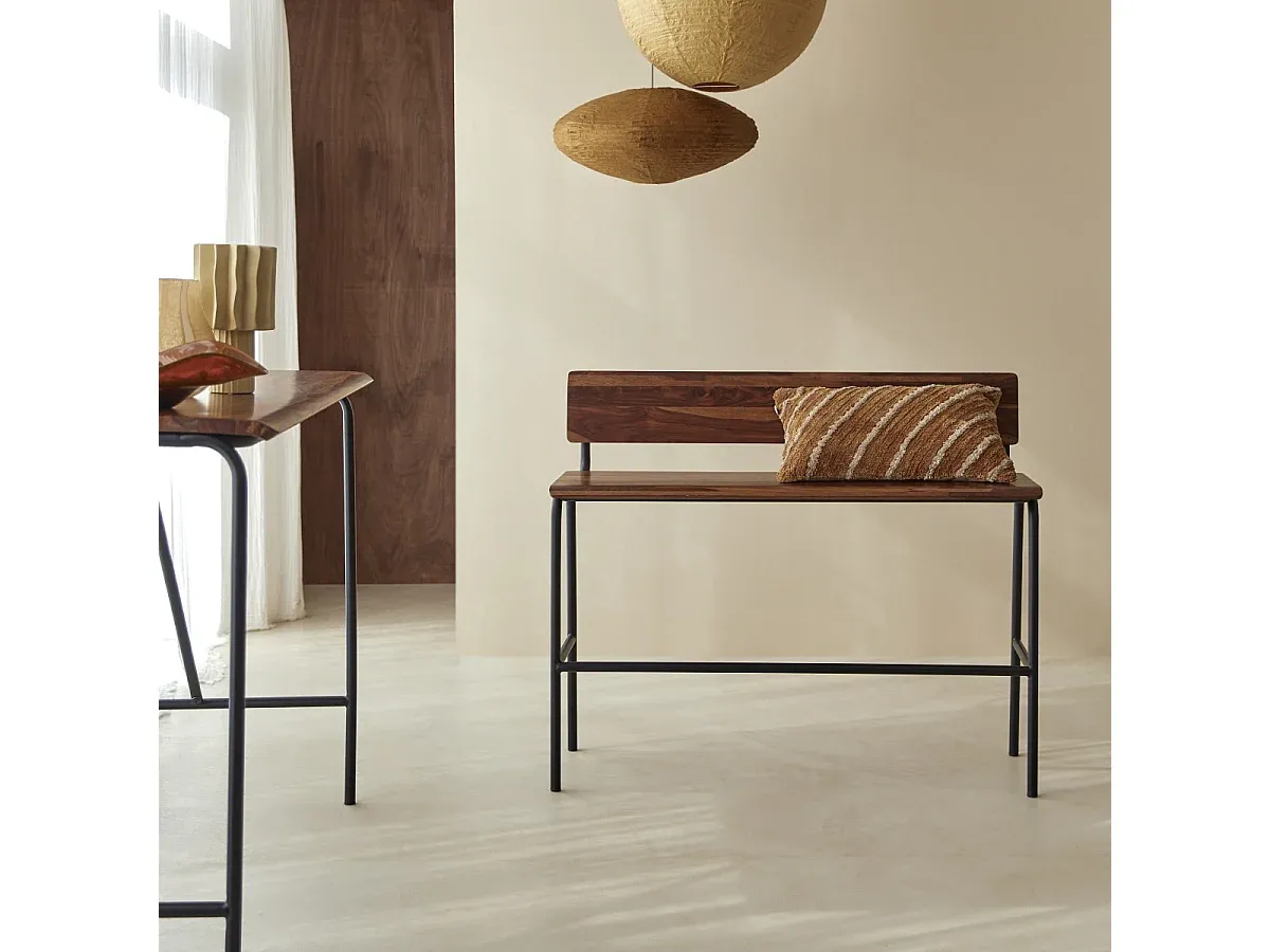 Metall-Palisander Esstischbank 120 cm-FURNIAVENA