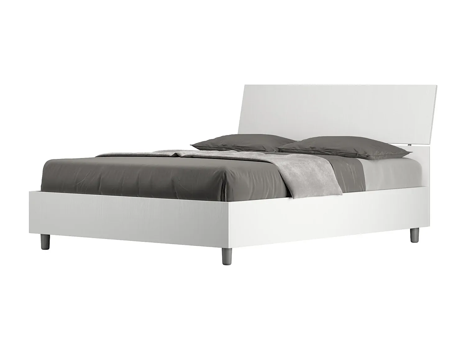 Doppelbett mit Stauraum und schrägem Kopfteil 140x200, Esche Weiß-FURNIAVENA