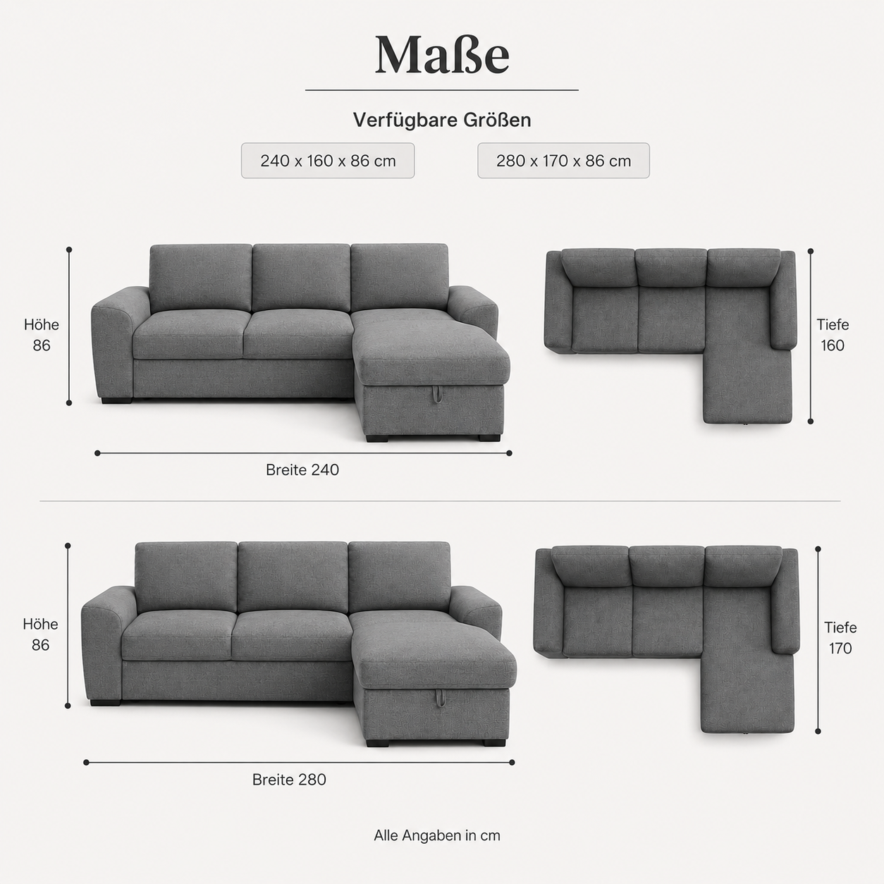 Modernes Ecksofa mit Stauraum-Ottomane und Stoffbezug-SelviaModern