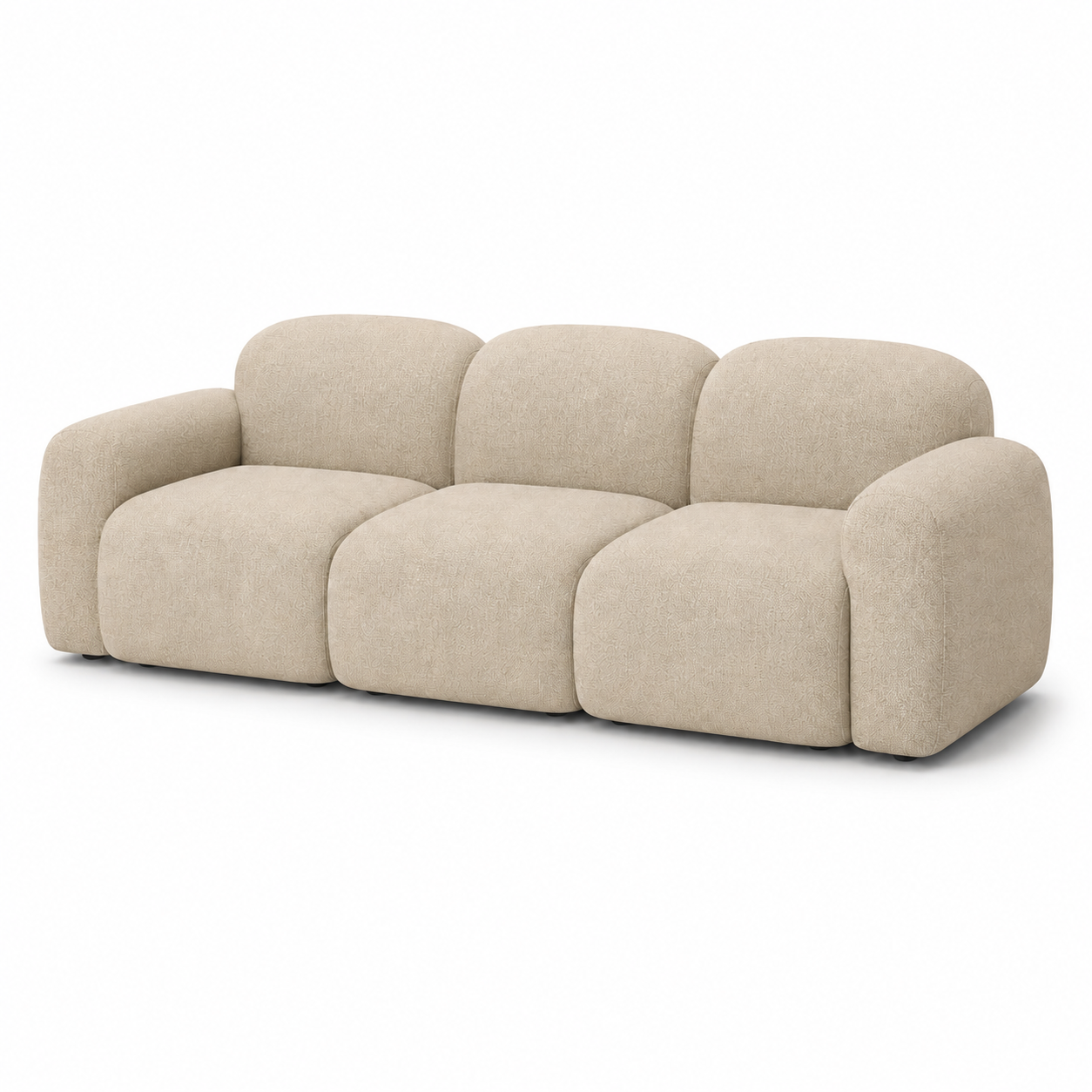 Nordisches modulares 3-Sitzer-Sofa mit weichen Linien-SelviaModern