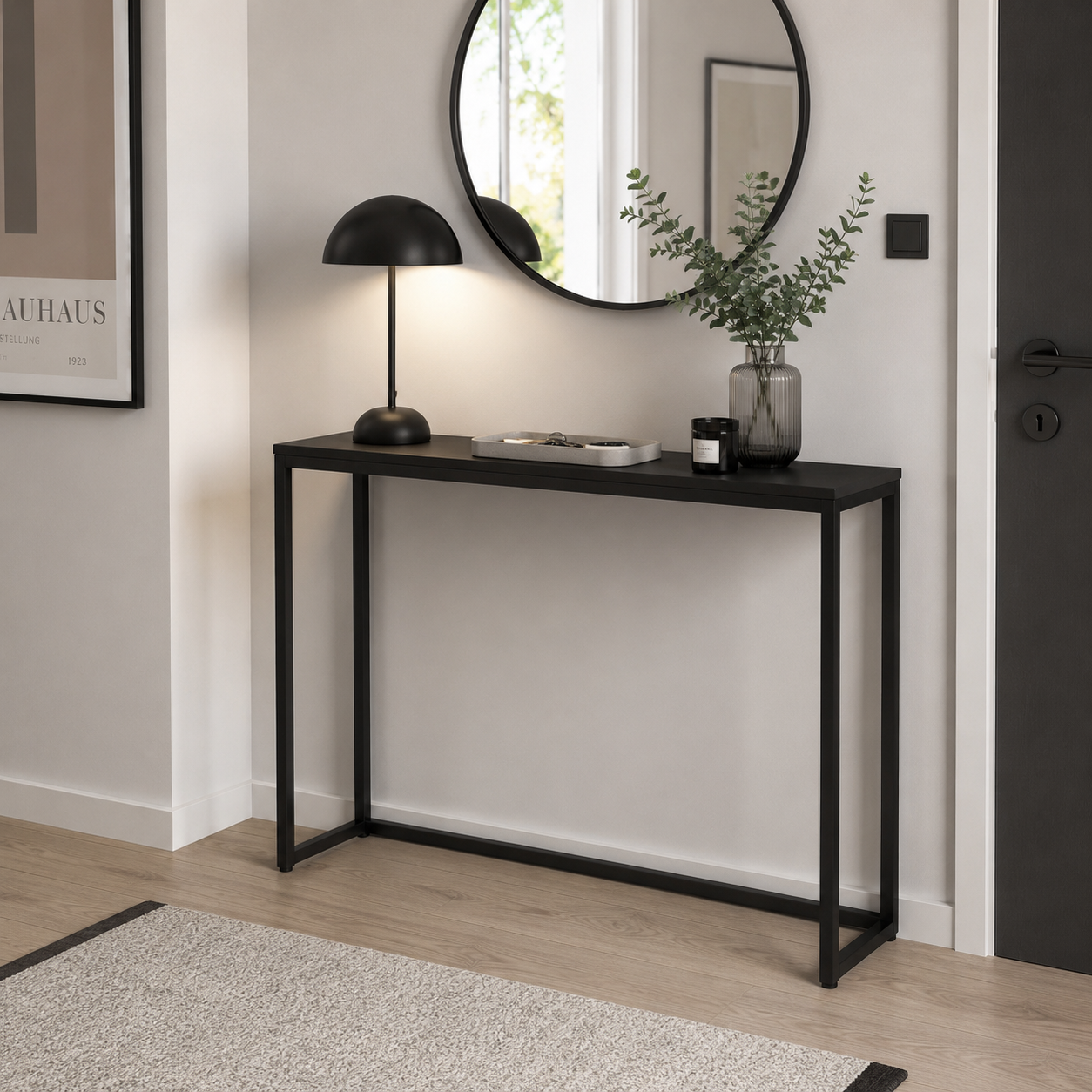 Schmaler Konsolentisch Schwarz für Flur und Wohnzimmer-SelviaModern