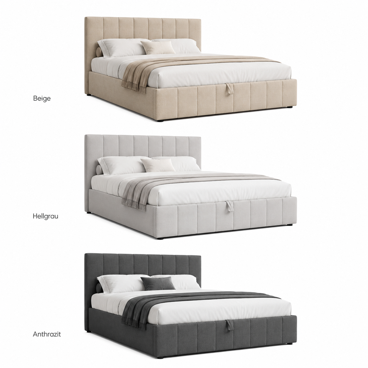 Polsterbett 180x200 cm mit Stauraum im Hotelstil-SelviaModern