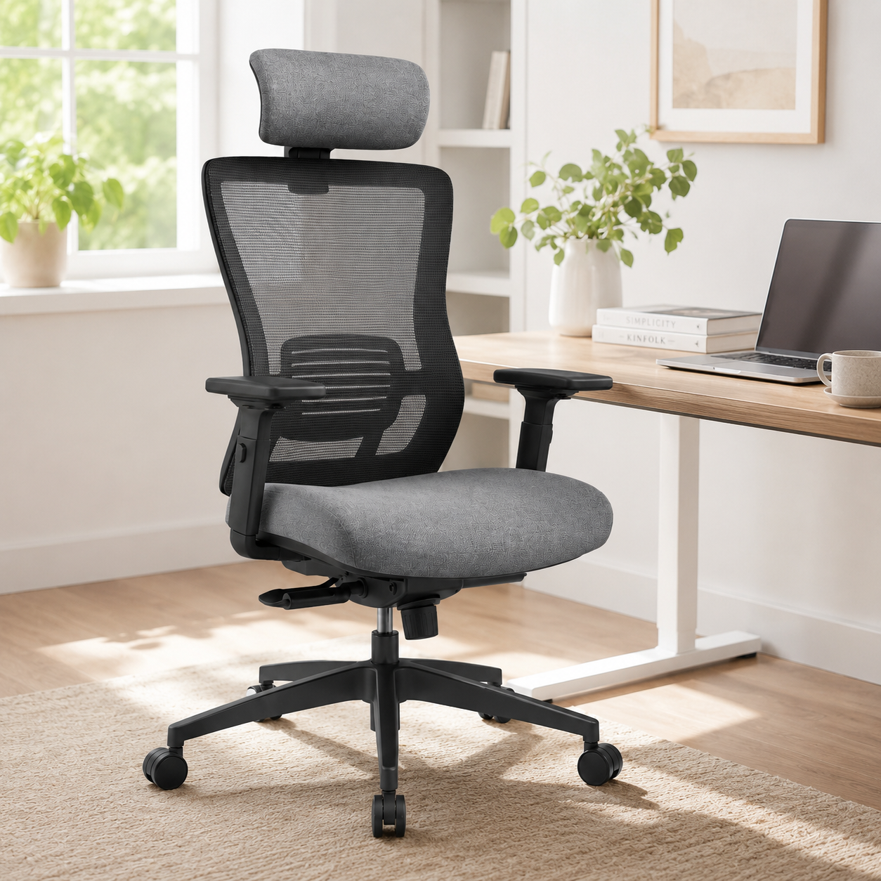 Ergonomischer Drehstuhl 118 cm mit Stoffbezug-SelviaModern