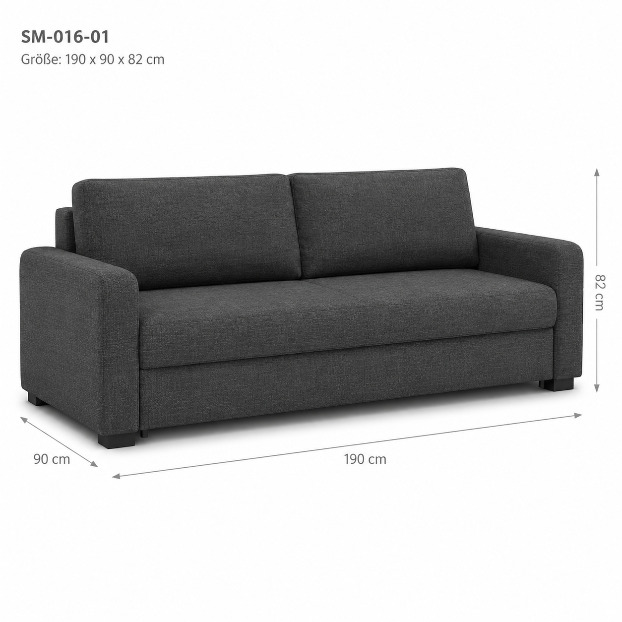 Schlafsofa Anthrazit für Gästezimmer und Studio-SelviaModern