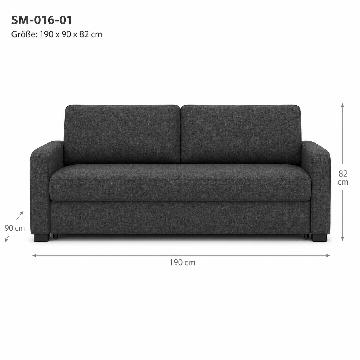 Schlafsofa Anthrazit für Gästezimmer und Studio-SelviaModern