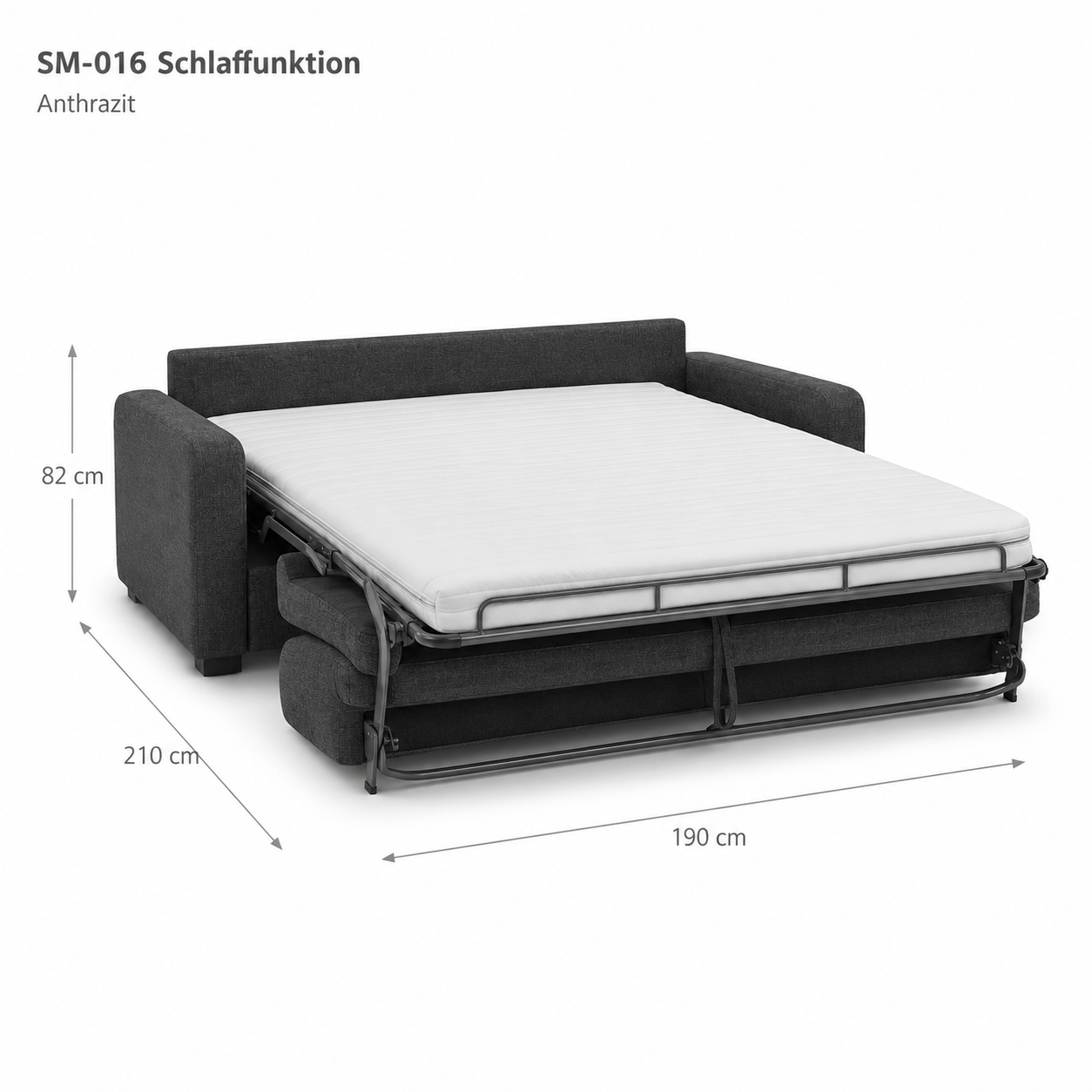 Schlafsofa Anthrazit für Gästezimmer und Studio-SelviaModern