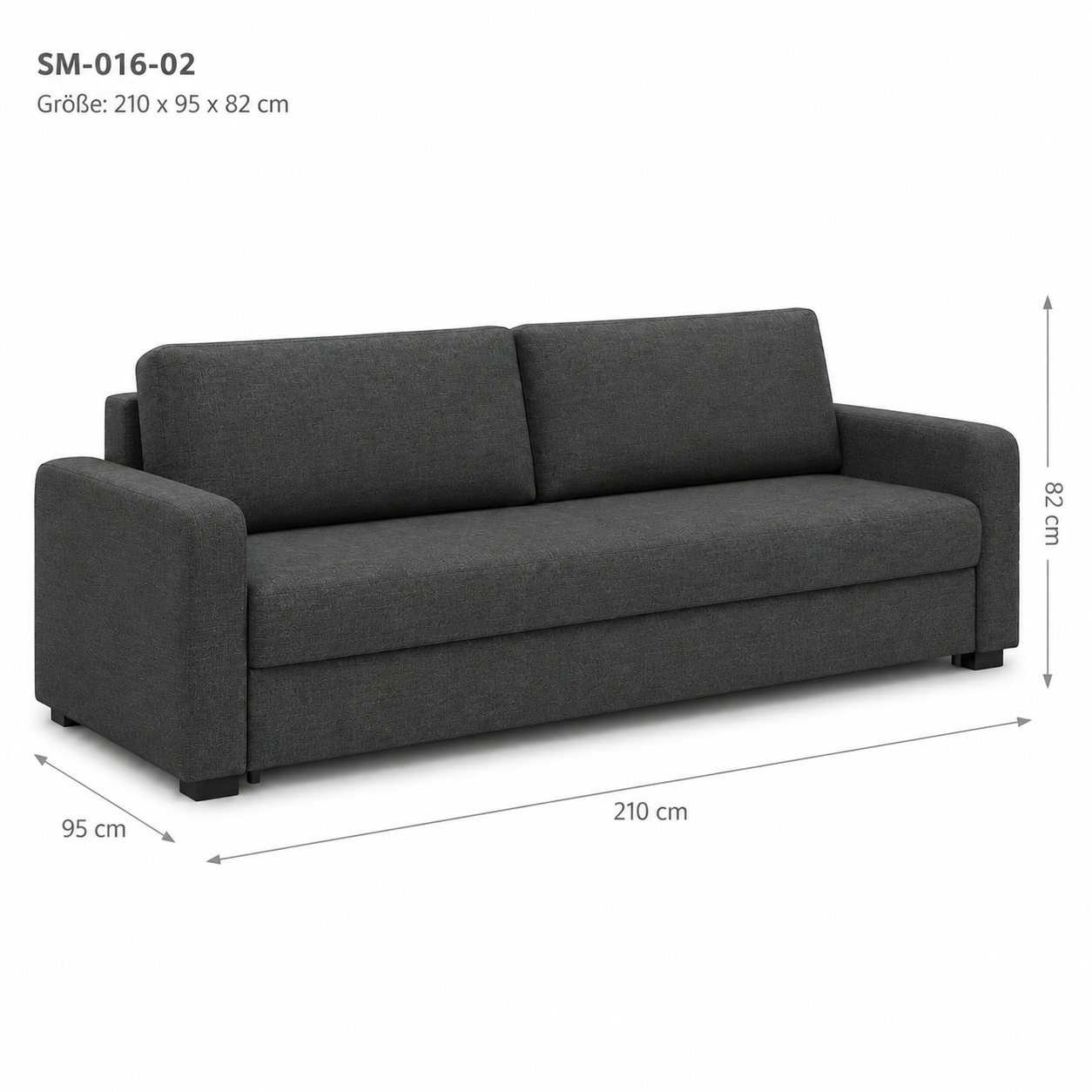 Schlafsofa Anthrazit für Gästezimmer und Studio-SelviaModern