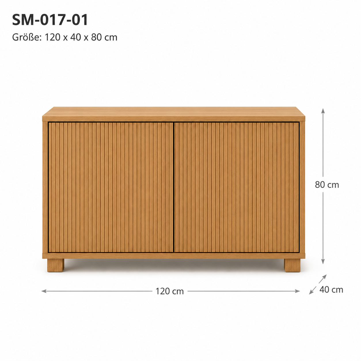 Sideboard Eiche Natur mit geriffelter Front-SelviaModern