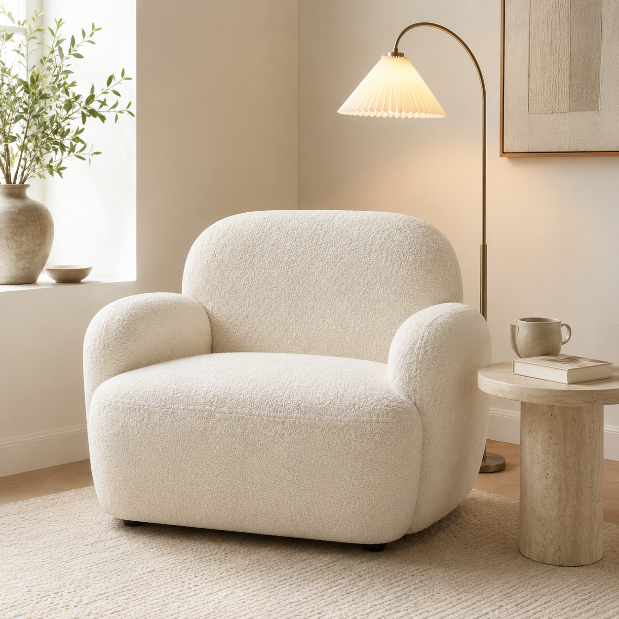 Relaxsessel 80 cm mit Bouclé-Bezug-SelviaModern