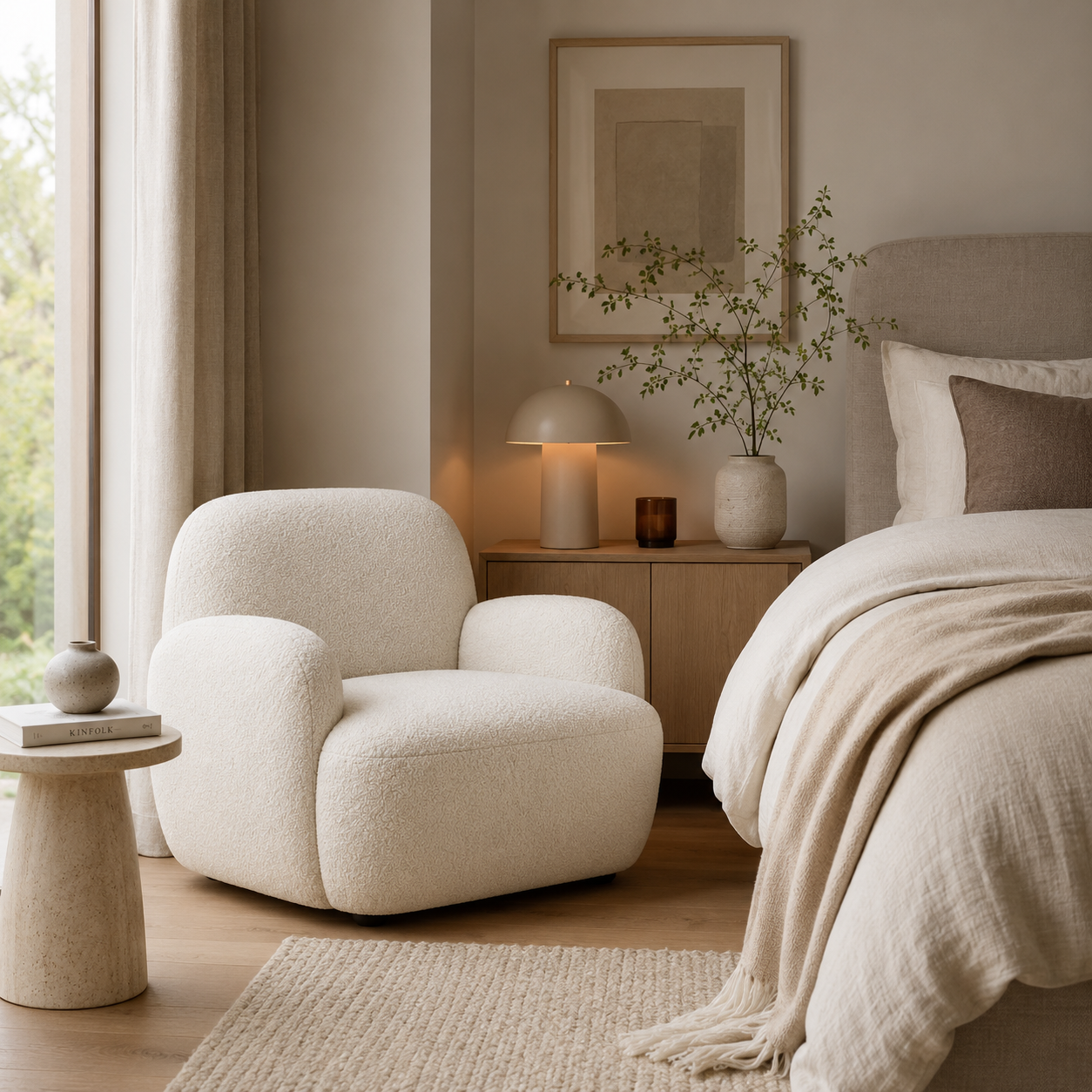 Relaxsessel 80 cm mit Bouclé-Bezug-SelviaModern