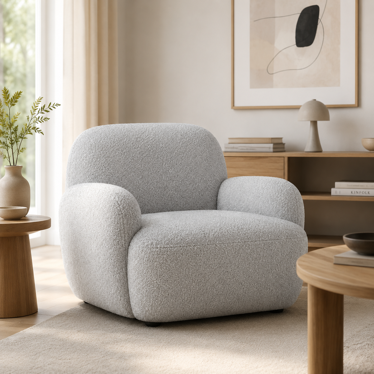 Relaxsessel 80 cm mit Bouclé-Bezug-SelviaModern