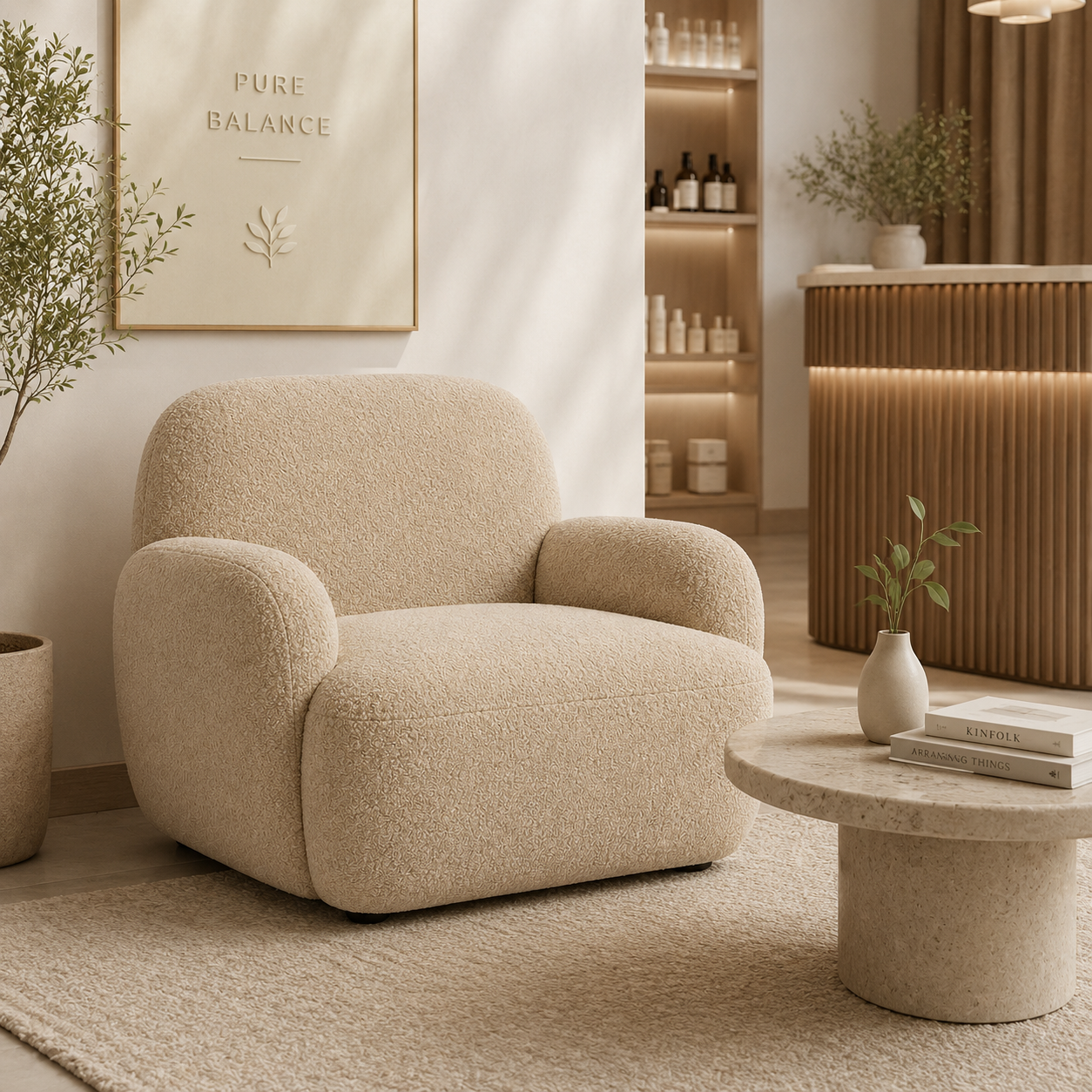 Relaxsessel 80 cm mit Bouclé-Bezug-SelviaModern