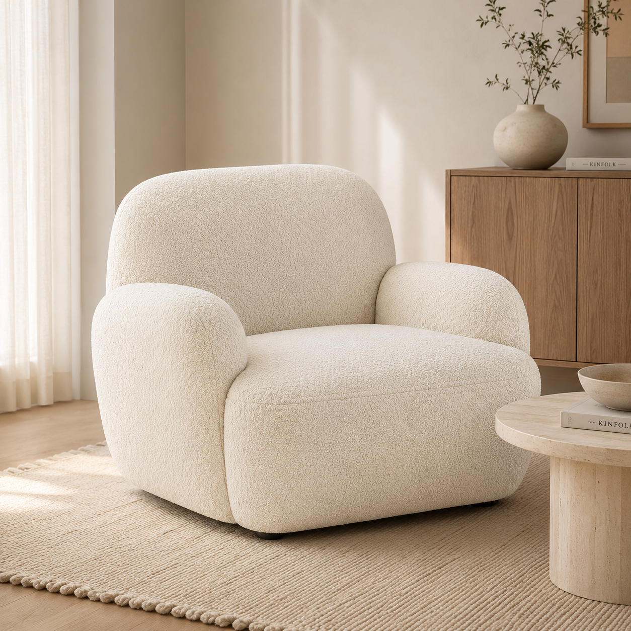 Relaxsessel 80 cm mit Bouclé-Bezug-SelviaModern