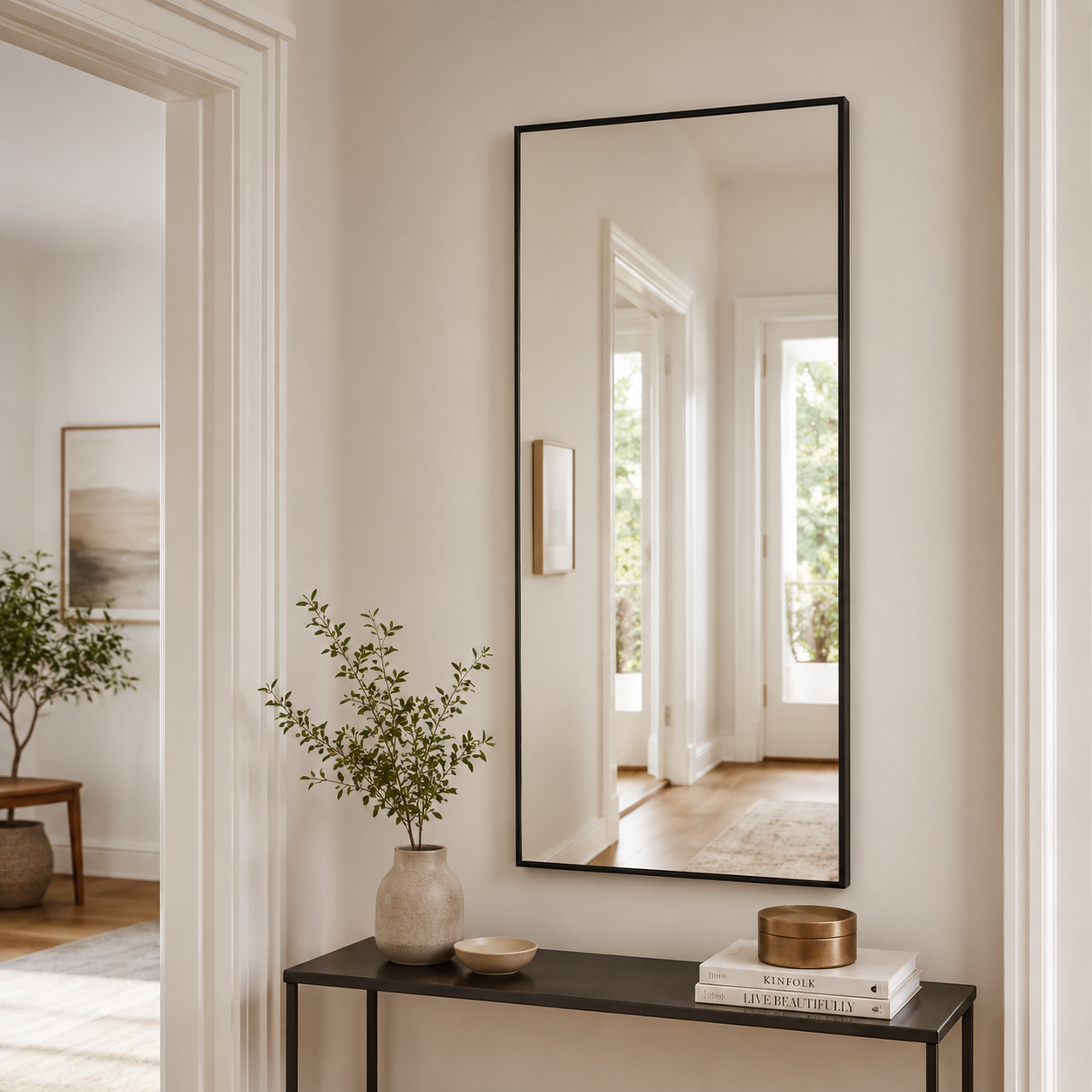 Großer Wandspiegel Schwarz für Flur und Schlafzimmer-SelviaModern
