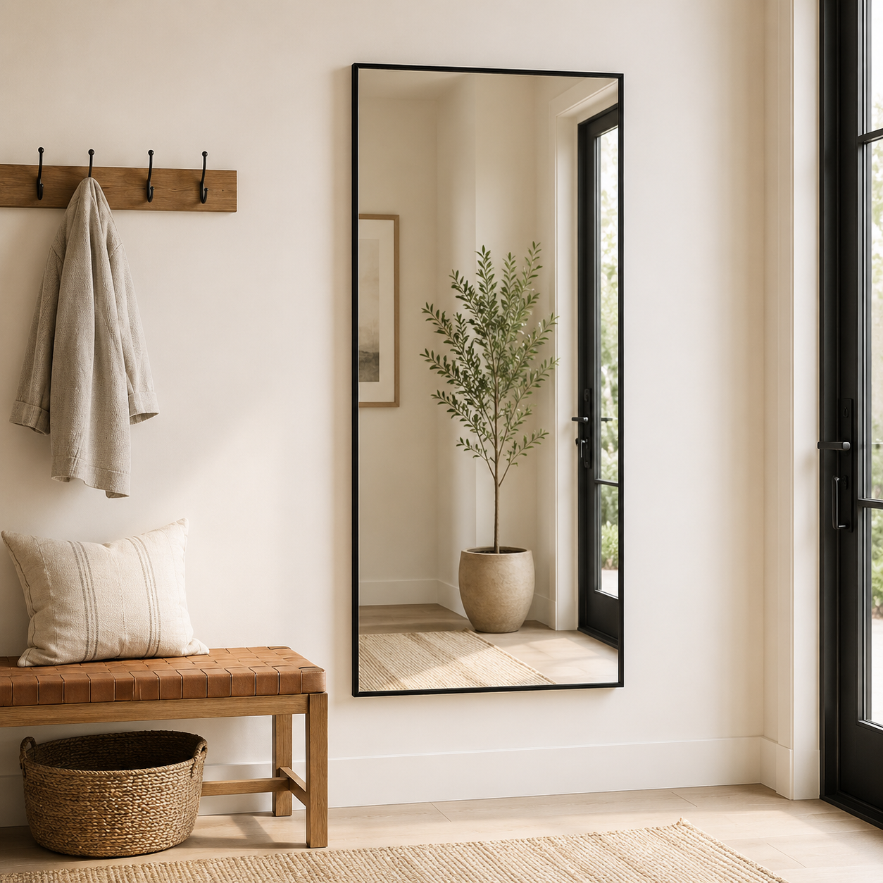 Großer Wandspiegel Schwarz für Flur und Schlafzimmer-SelviaModern