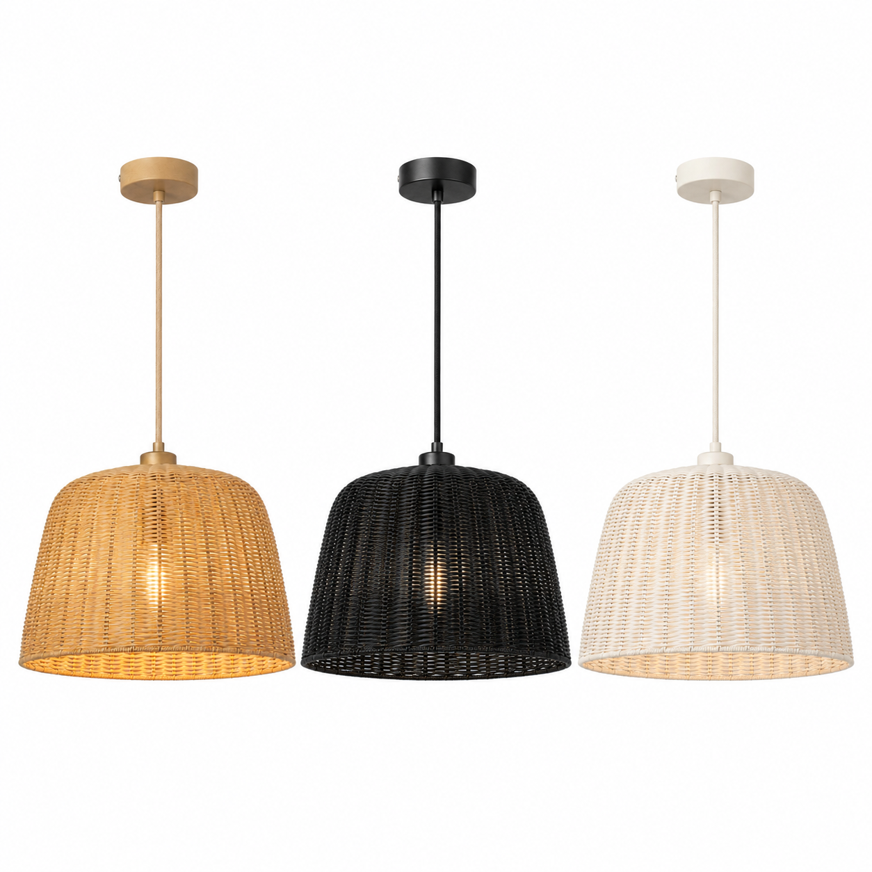 Pendelleuchte Rattan Natur 40 cm für Essbereich-SelviaModern