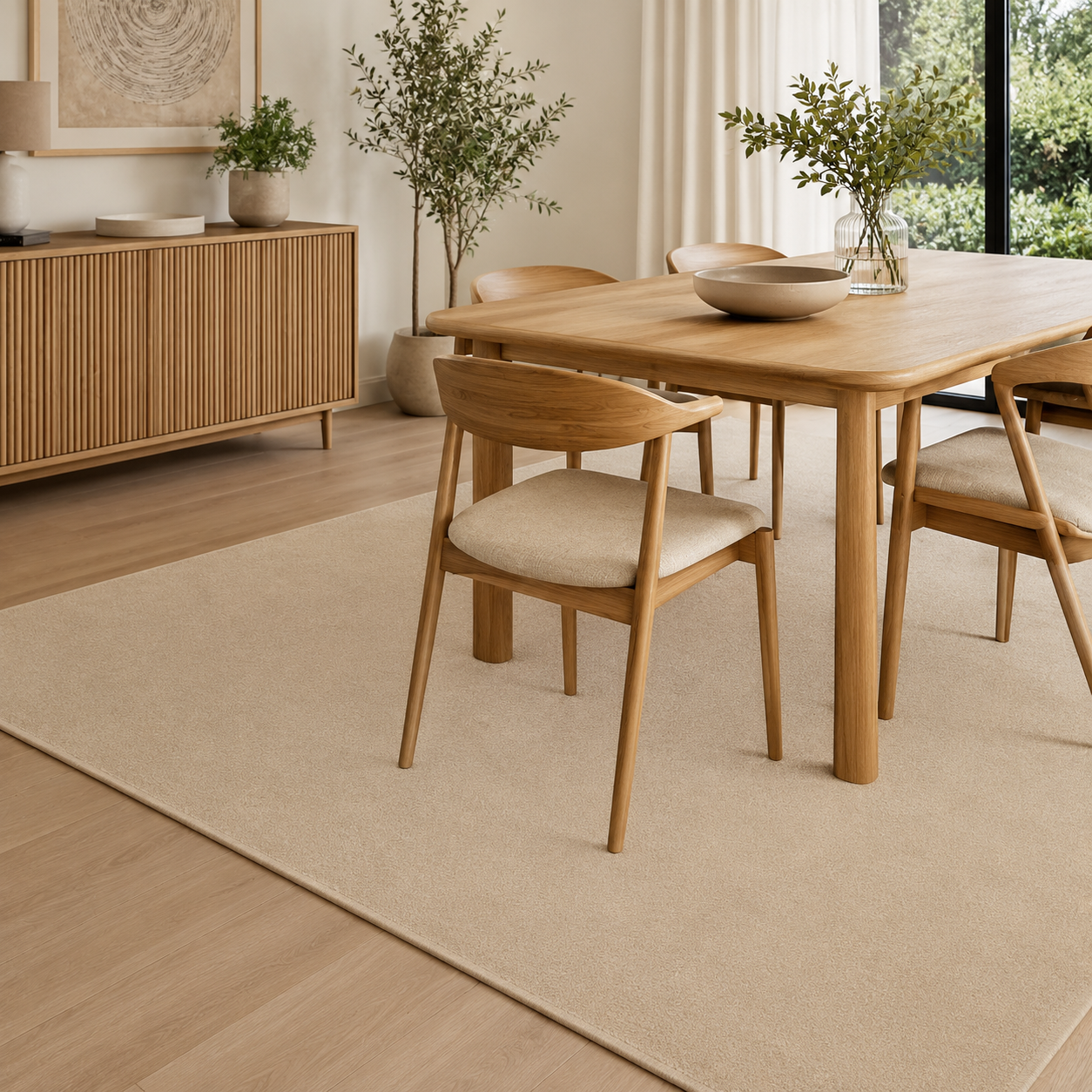 Kurzflor Teppich Beige für Wohnzimmer und Schlafzimmer-SelviaModern