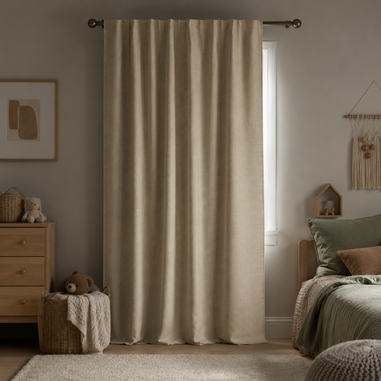 Verdunkelungsvorhang Beige in Leinenoptik-SelviaModern