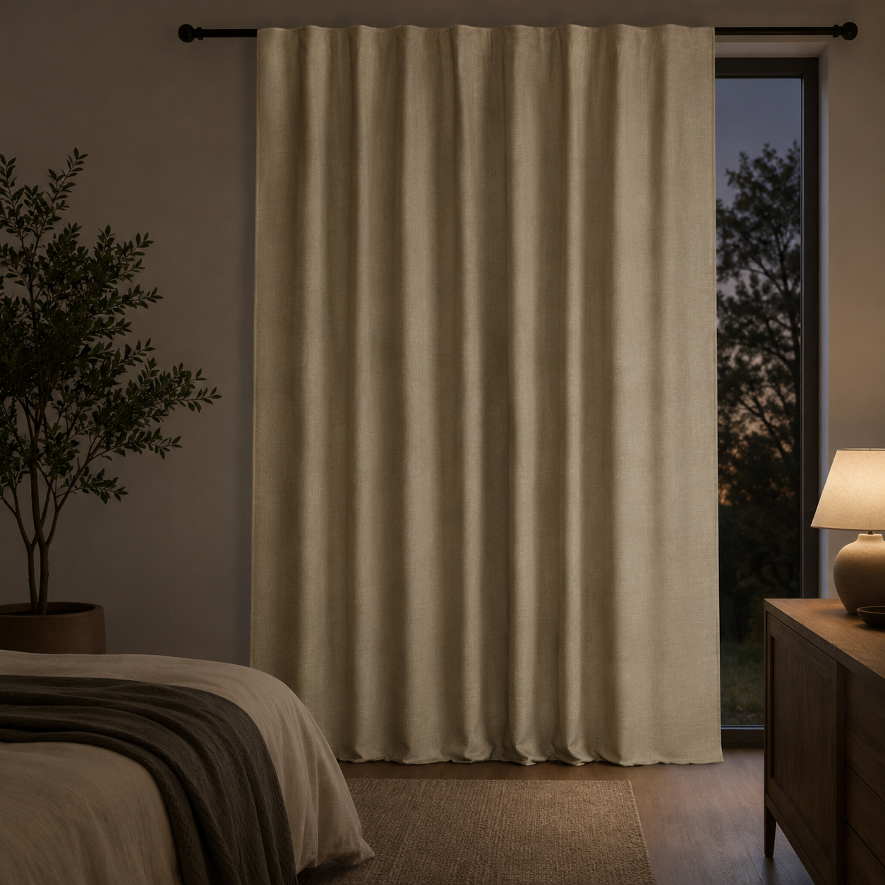 Verdunkelungsvorhang Beige in Leinenoptik-SelviaModern