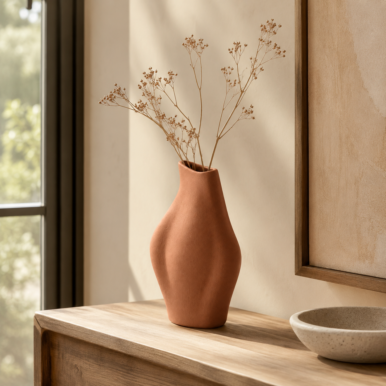 Keramik Vase 30 cm im organischen Design-SelviaModern