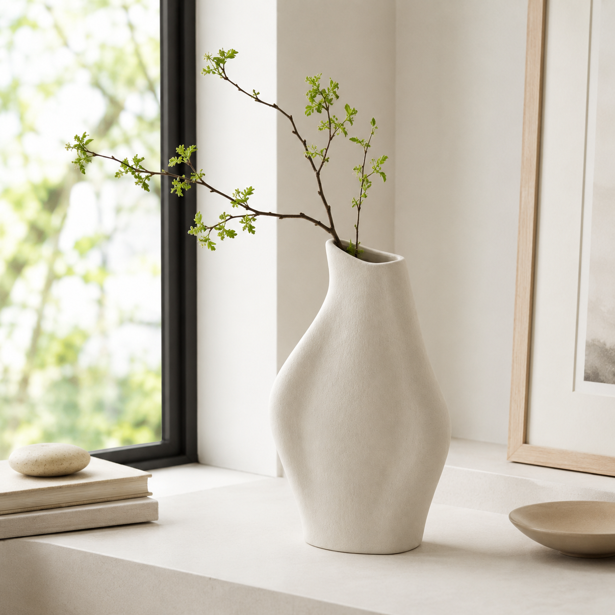 Keramik Vase 30 cm im organischen Design-SelviaModern